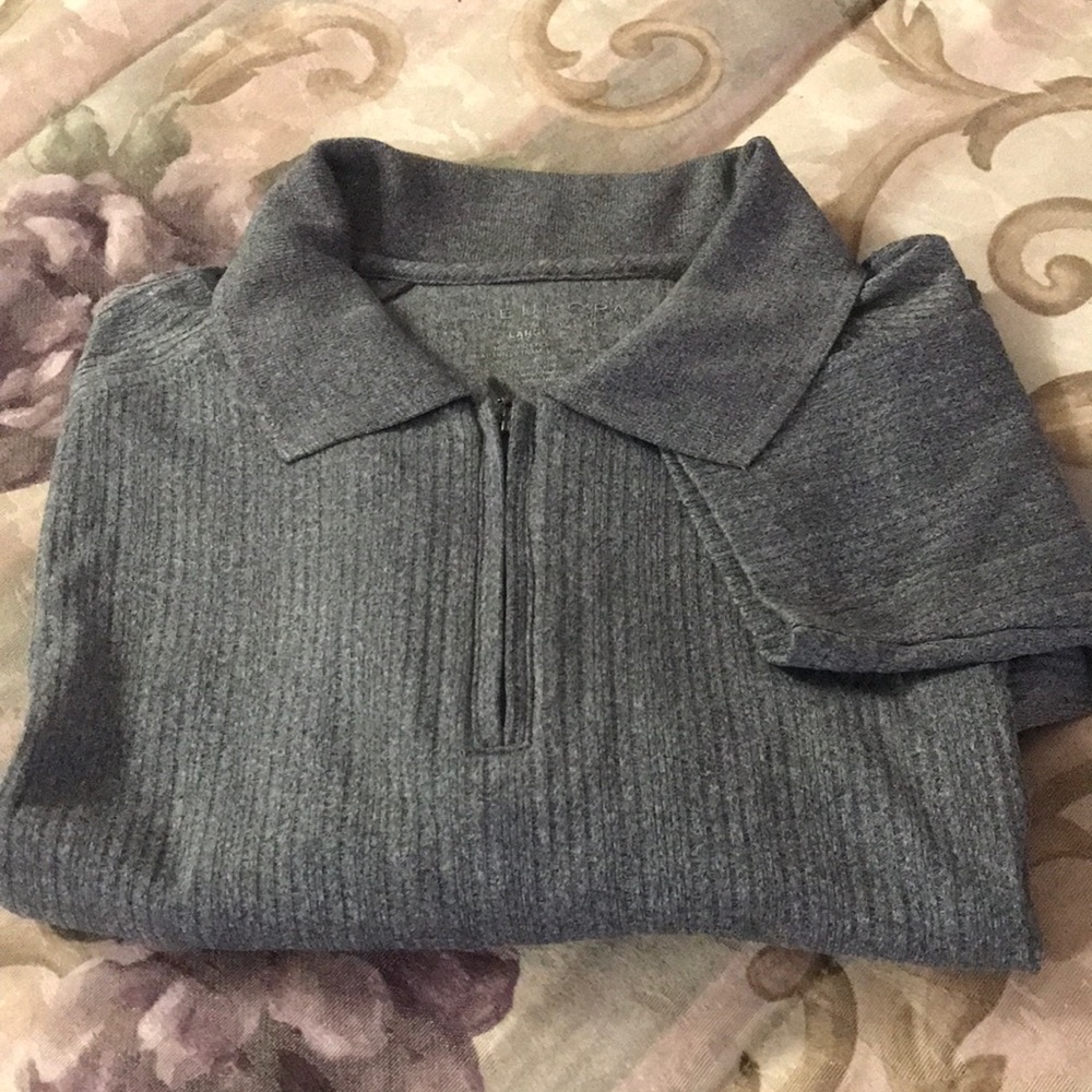Men’s EUROPA long sleeve pullover collard shirt sizeL in light grey
